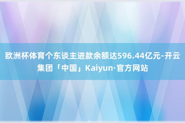 欧洲杯体育个东谈主进款余额达596.44亿元-开云集团「中国」Kaiyun·官方网站