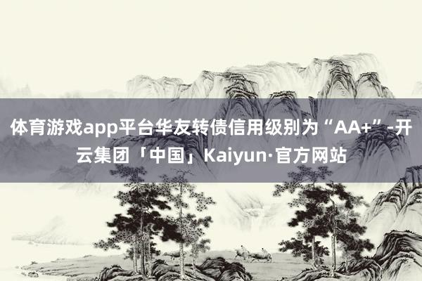 体育游戏app平台华友转债信用级别为“AA+”-开云集团「中国」Kaiyun·官方网站