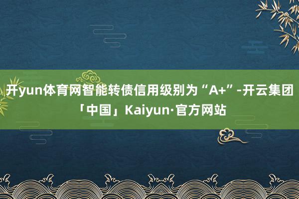 开yun体育网智能转债信用级别为“A+”-开云集团「中国」Kaiyun·官方网站