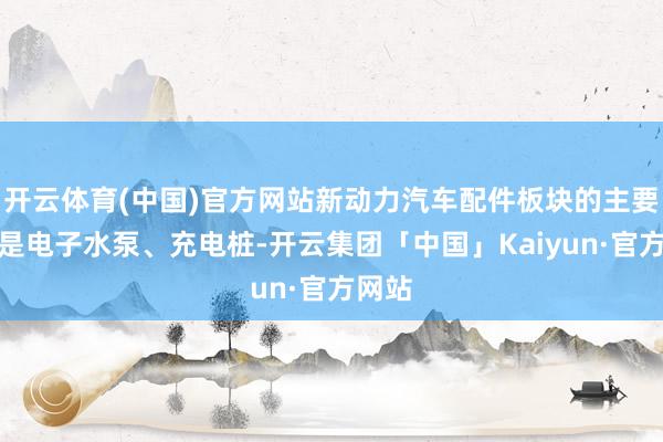 开云体育(中国)官方网站新动力汽车配件板块的主要家具是电子水泵、充电桩-开云集团「中国」Kaiyun·官方网站