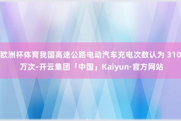欧洲杯体育我国高速公路电动汽车充电次数认为 310 万次-开云集团「中国」Kaiyun·官方网站