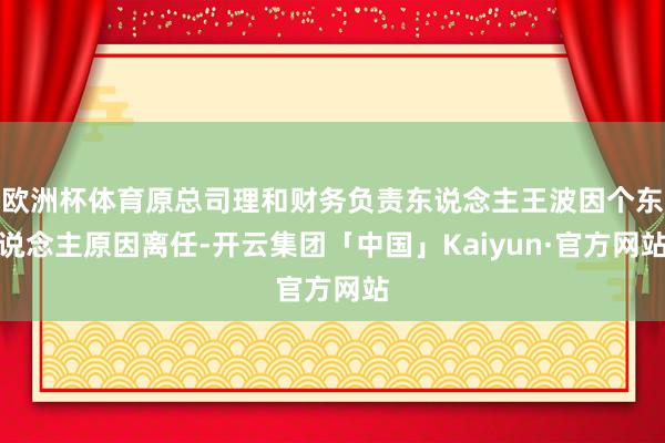 欧洲杯体育原总司理和财务负责东说念主王波因个东说念主原因离任-开云集团「中国」Kaiyun·官方网站