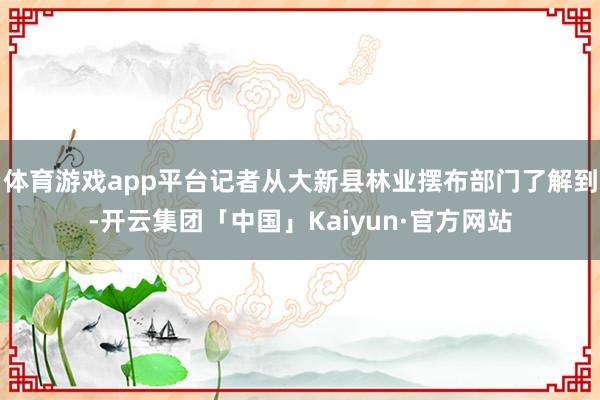 体育游戏app平台记者从大新县林业摆布部门了解到-开云集团「中国」Kaiyun·官方网站