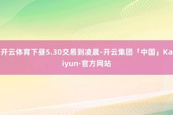 开云体育下昼5.30交易到凌晨-开云集团「中国」Kaiyun·官方网站